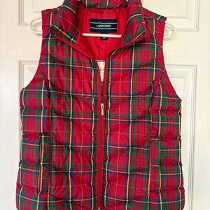 NWT Lands End water resistant down vest, two snap pockets, women’s size small